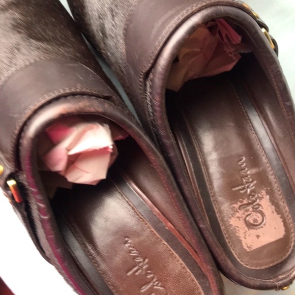 Cole Haan/Nike Air Brown Faux Animal Hair Wedge Mules Like New Size 10 - Picture 13 of 13